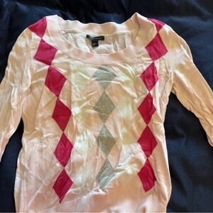 Tommy Hilfiger Pink and Red Argyle Sweater